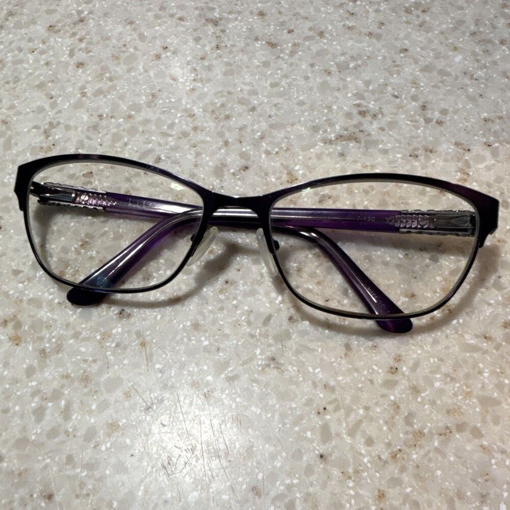 Nicole Miller Purple Rectangular Full Rim Eyeglass FRAMES ONLY